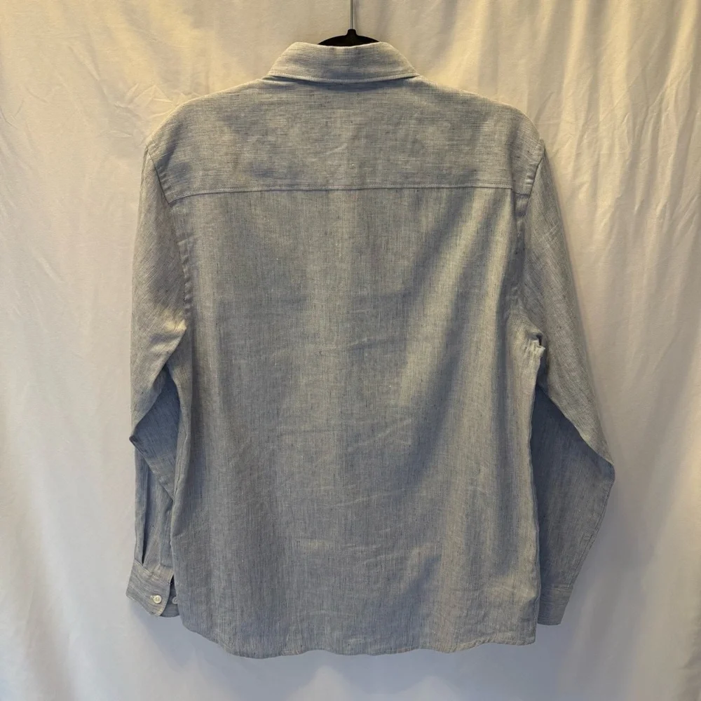 Perry Ellis Linen/Cotton M Blend Button Down Shirt Lagenlook Classic Vacation‎